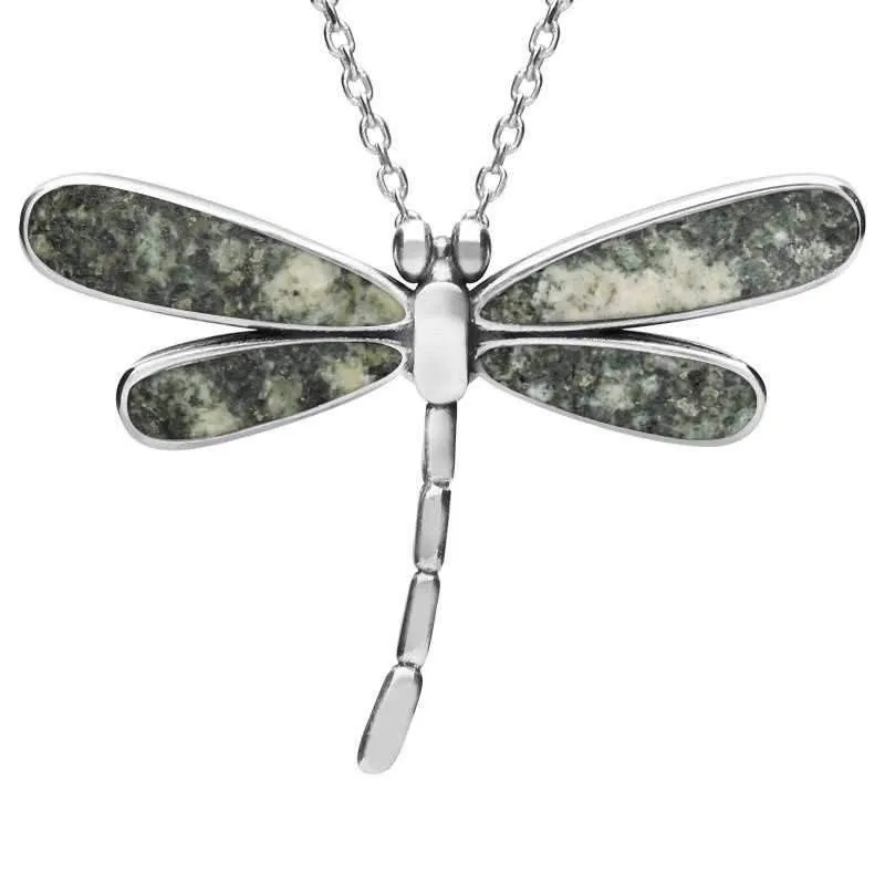 Sterling Silver Preseli Bluestone Four Stone Small Dragonfly Necklace sold by Jura Watches