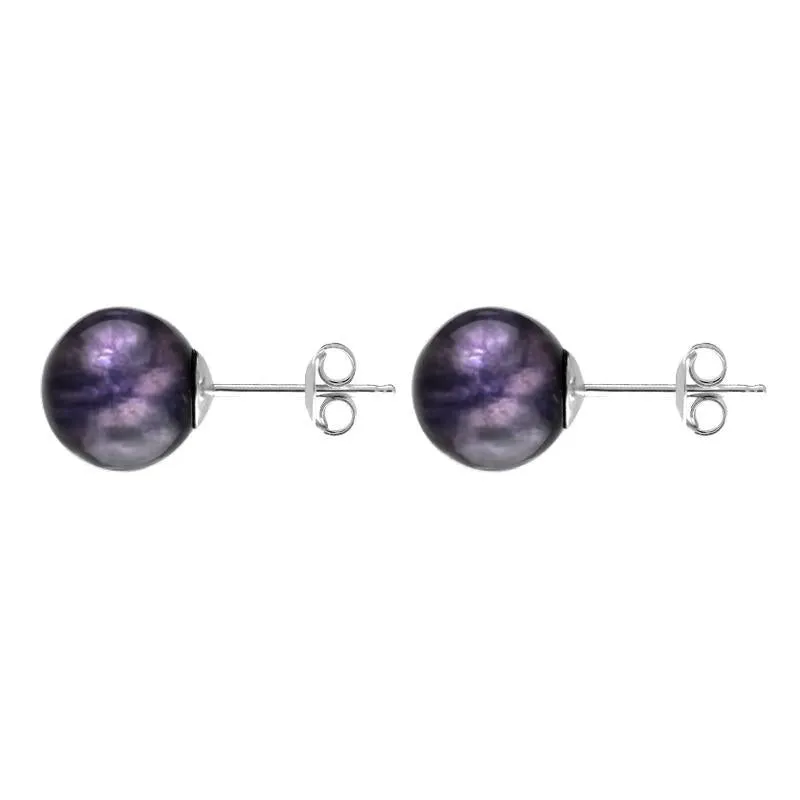 Sterling Silver Blue John 8mm Ball Stud Earrings sold by Jura Watches product image thumbnail 2