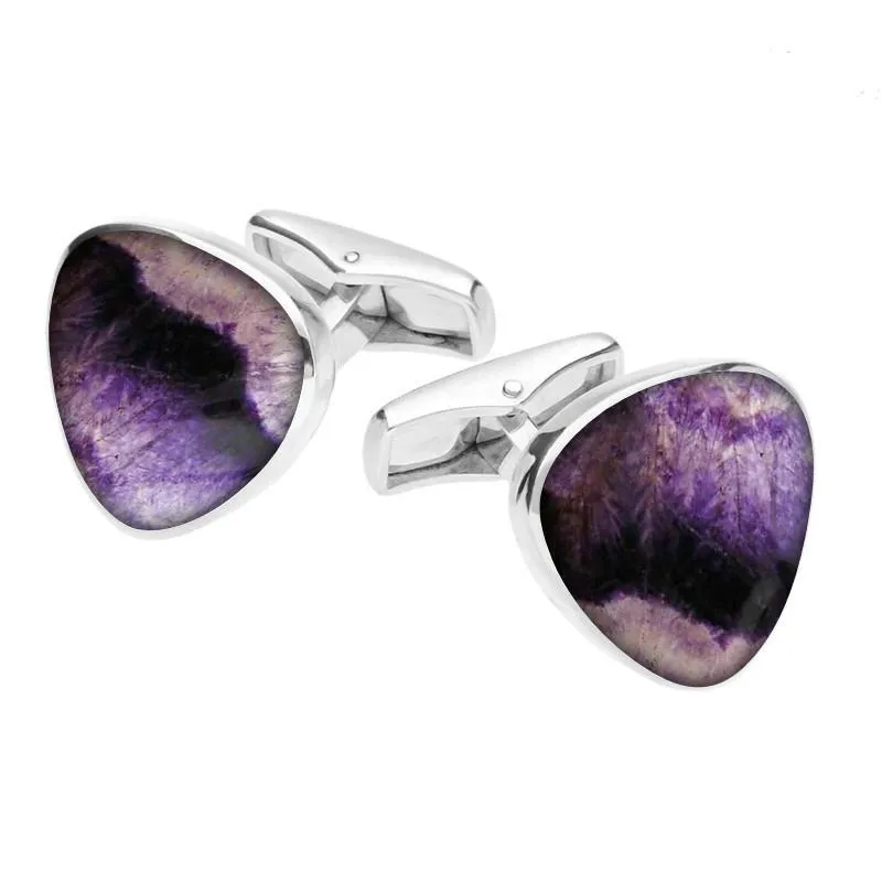 Sterling Silver Blue John Curved Triangle Cufflinks sold by Jura Watches