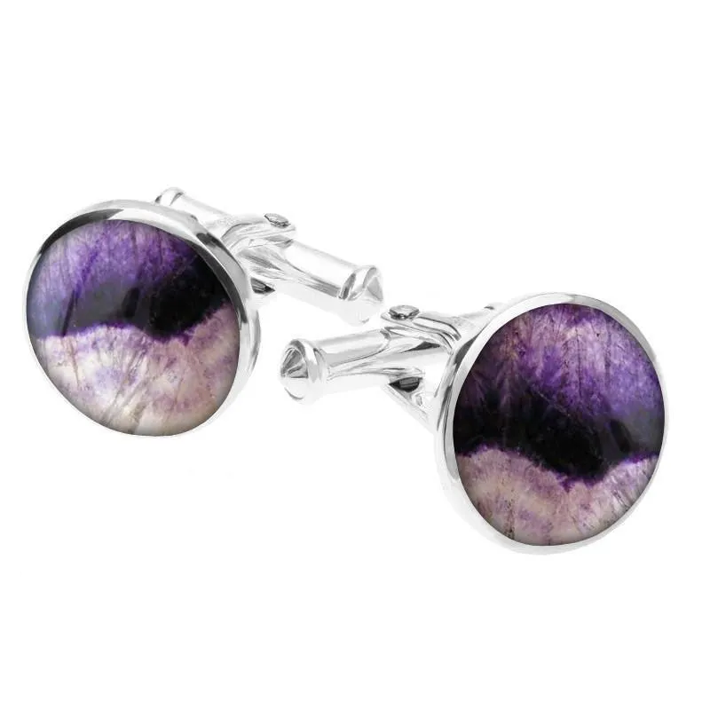 Sterling Silver Blue John Tudor Rose Back Cufflinks sold by Jura Watches