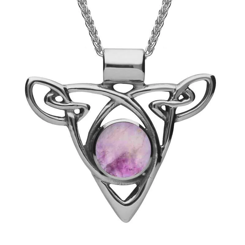 Sterling Silver Blue John Triangle Knot Celtic Necklace sold by Jura Watches