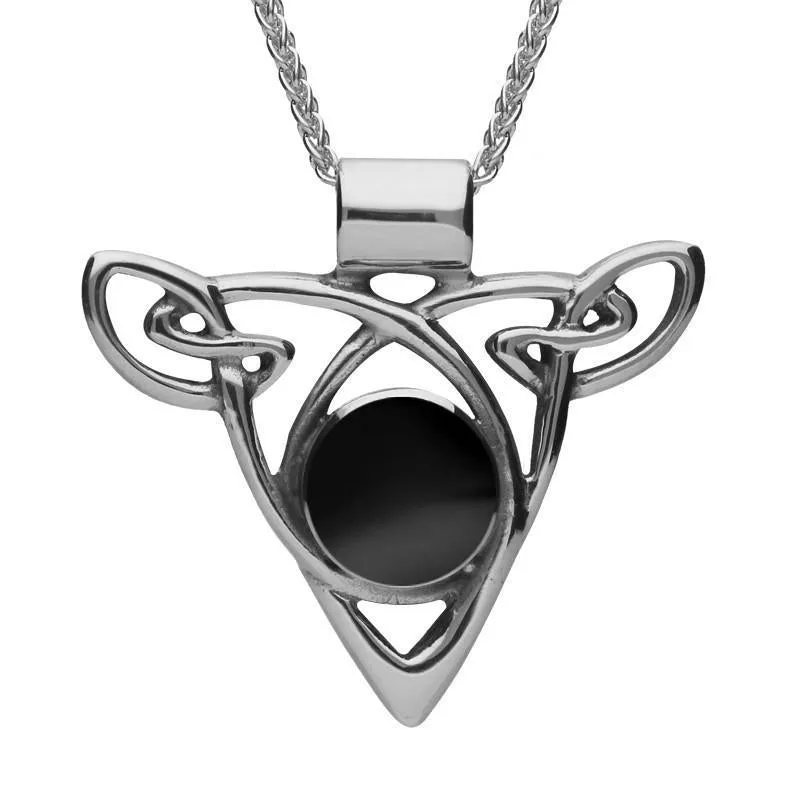 Sterling Silver Whitby Jet Triangle Knot Celtic Necklace sold by Jura Watches