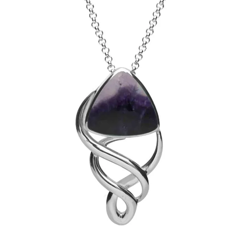 Sterling Silver Blue John Curved Triangle Celtic Necklace sold by Jura Watches