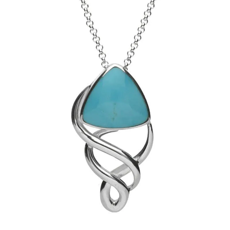 Sterling Silver Turquoise Curved Triangle Celtic Necklace sold by Jura Watches