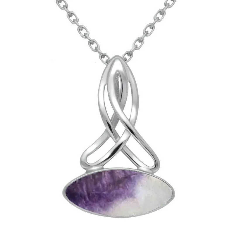 Sterling Silver Blue John Wide Marquise Celtic Necklace sold by Jura Watches