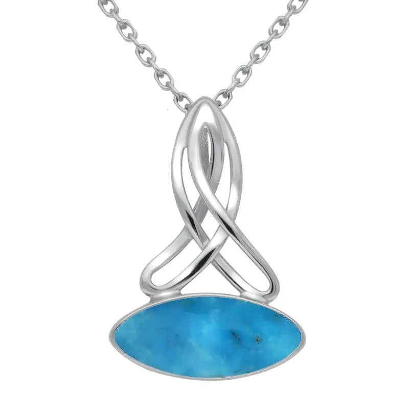 Sterling Silver Turquoise Wide Marquise Celtic Necklace sold by Jura Watches