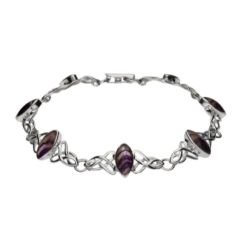 Sterling Silver Blue John Marquise Shaped Celtic Bracelet sold by Jura Watches