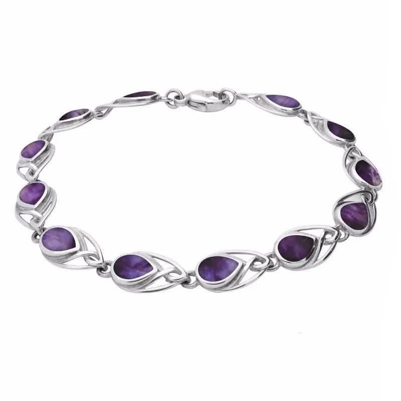 Sterling Silver Blue John Celtic Twelve Stone Pear Bracelet sold by Jura Watches