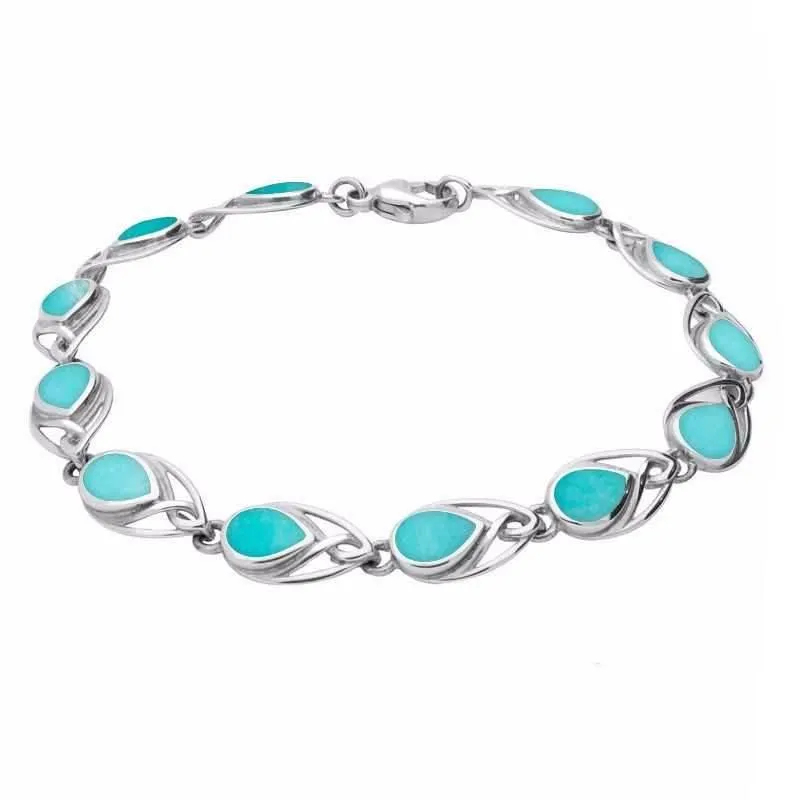 Sterling Silver Turquoise Celtic Twelve Stone Pear Bracelet sold by Jura Watches