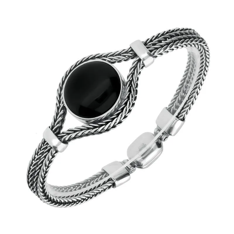 Sterling Silver Whitby Jet Round Foxtail Bracelet D sold by Jura Watches