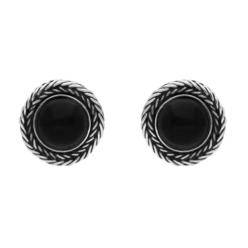 Sterling Silver Whitby Jet Foxtail Round Stud Earrings D sold by Jura Watches