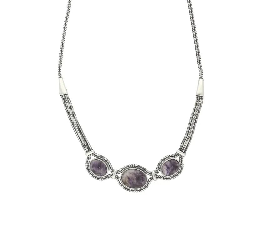 Sterling Silver Blue John Foxtail Oval Necklace D sold by Jura Watches