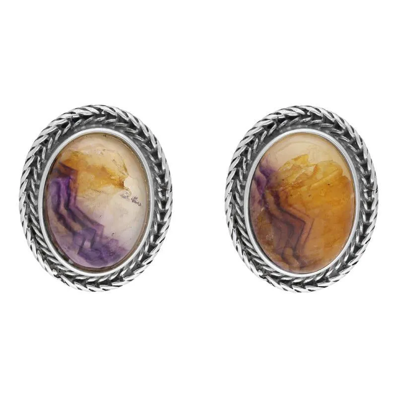 Sterling Silver Blue John Oval Foxtail Stud Earrings D sold by Jura Watches