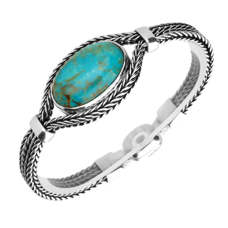 Sterling Silver Turquoise Foxtail 25x20mm Stone Oval Bracelet D sold by Jura Watches