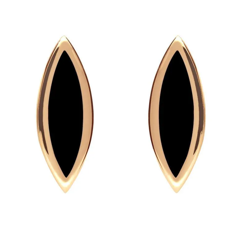 9ct Rose Gold Whitby Jet Toscana Marquise Stud Earrings sold by Jura Watches