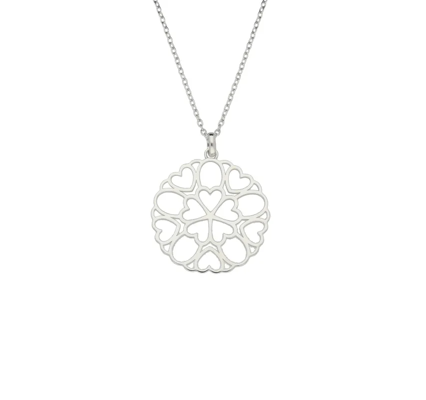 Heart Necklace Detailed Disc Sterling Silver sold by Jura Watches