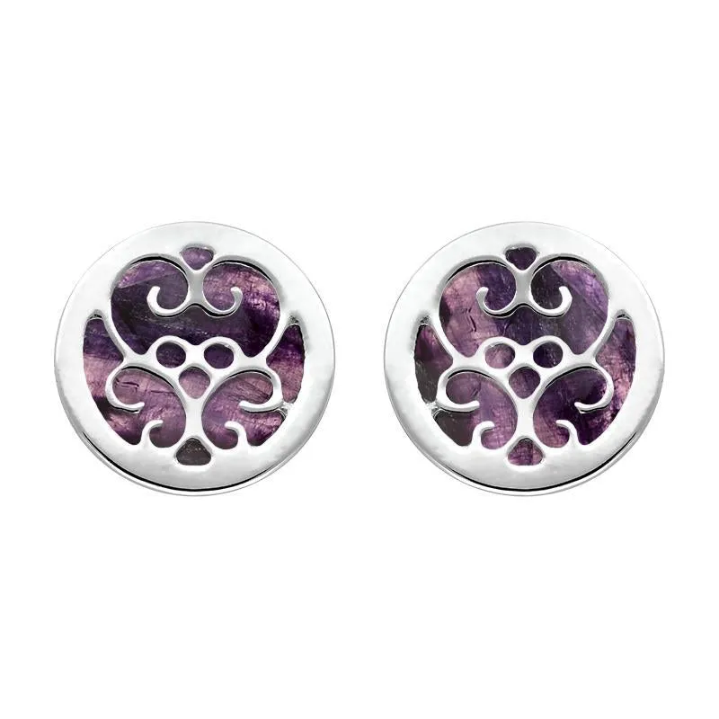 Sterling Silver Blue John Flore Filigree Stud Earrings sold by Jura Watches
