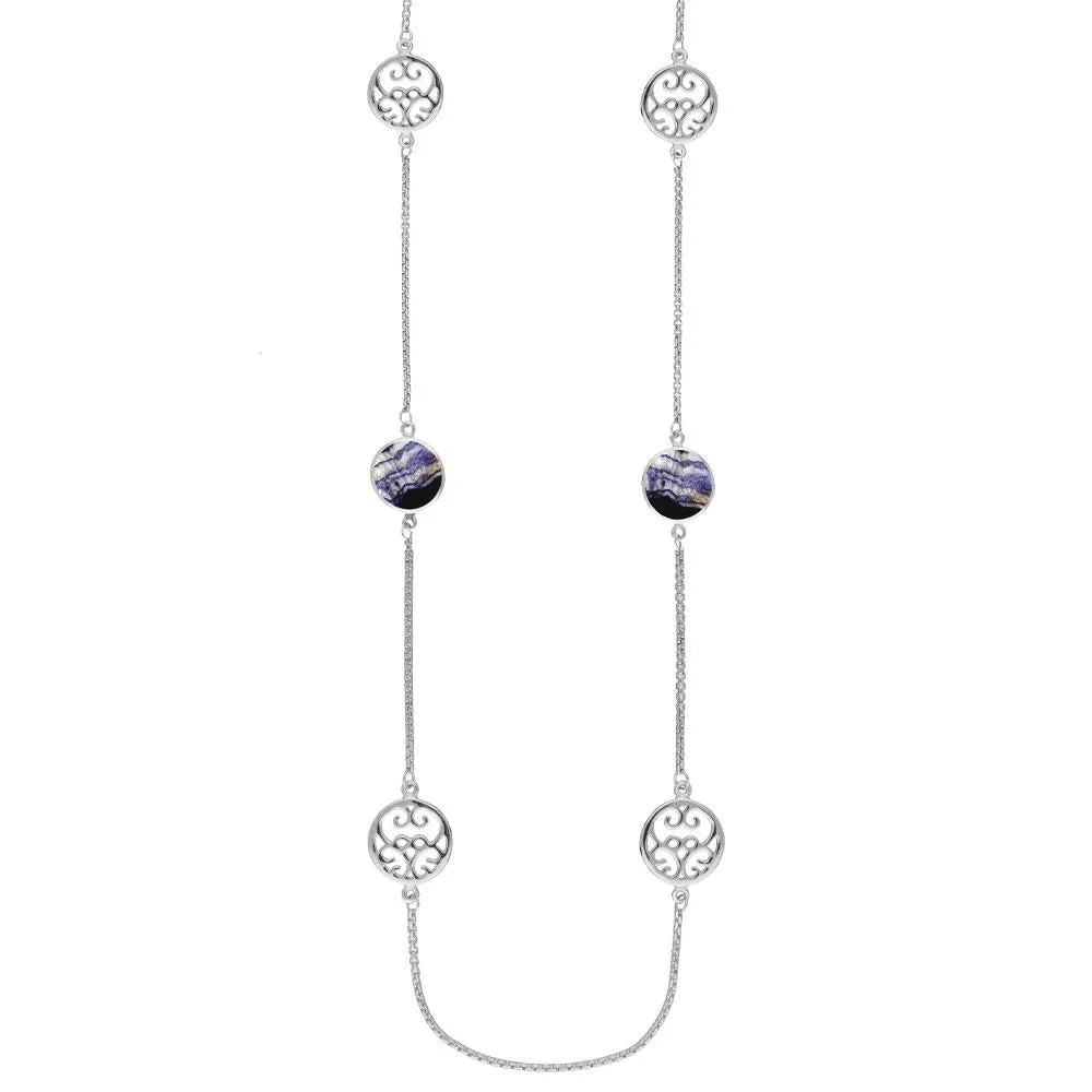 Sterling Silver Blue John Flore Filigree Single Row Necklace sold by Jura Watches