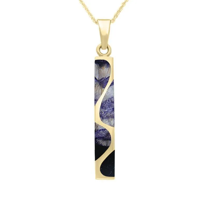 Blue John Necklaces Curved Oblong 9ct Yellow Gold sold by Jura Watches