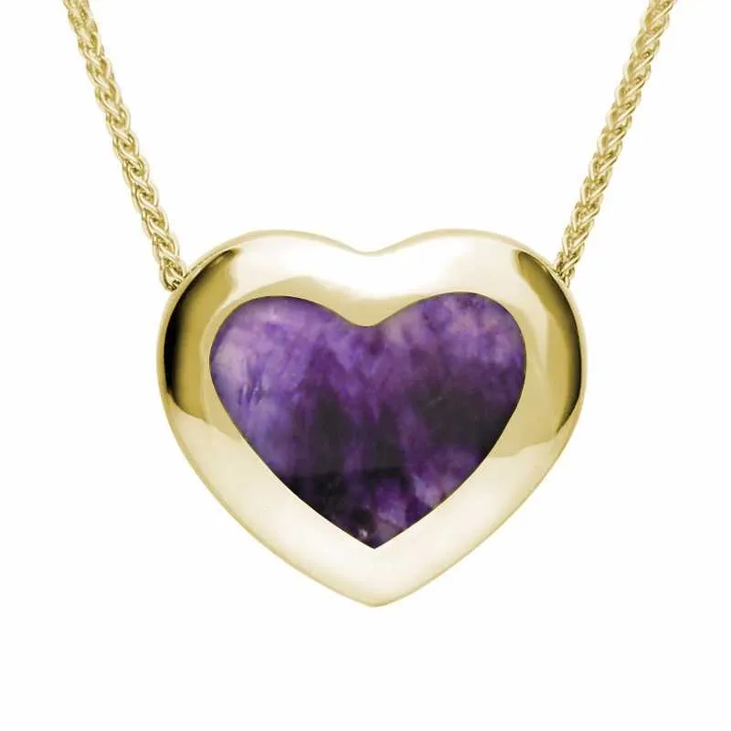 9ct Yellow Gold Blue John Framed Heart Necklace sold by Jura Watches