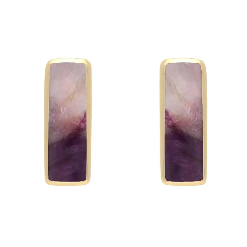 9ct Yellow Gold Blue John Dinky Oblong Stud Earrings sold by Jura Watches