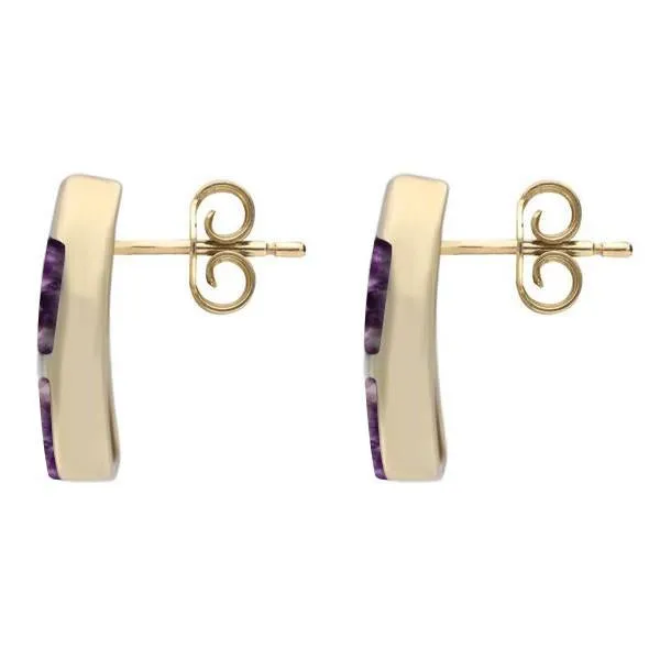 9ct Yellow Gold Blue John Three Stone Stud Earrings sold by Jura Watches product image thumbnail 2