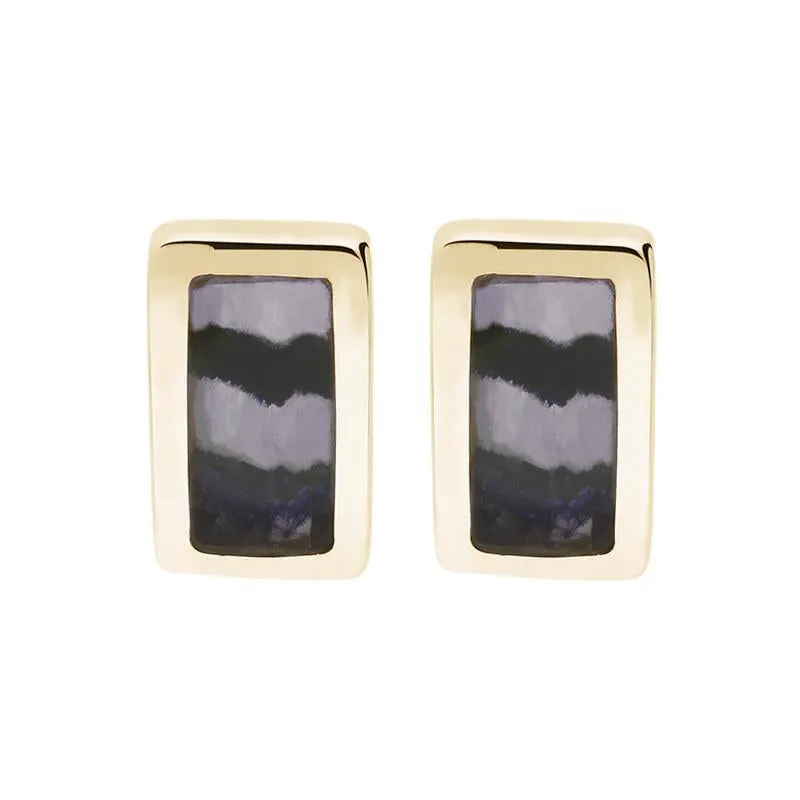 9ct Yellow Gold Blue John Oblong Stud Earrings sold by Jura Watches