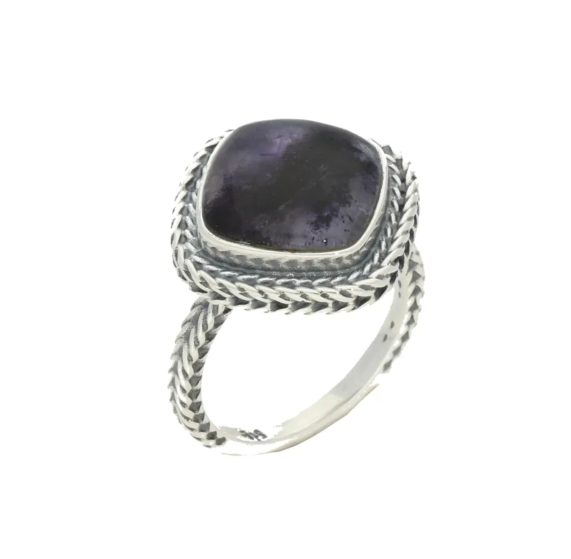 Sterling Silver Blue John Cushion Foxtail Ring D sold by Jura Watches