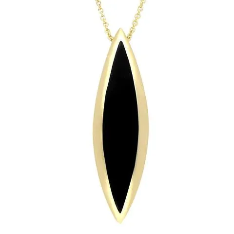 9ct Yellow Gold Whitby Jet Toscana Long Marquise Necklace sold by Jura Watches