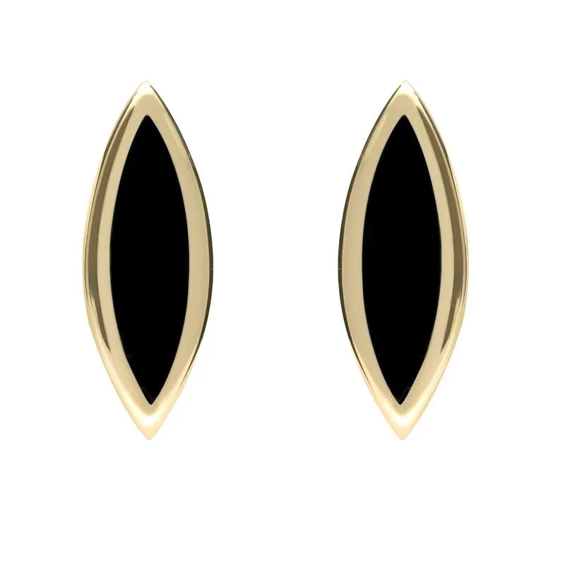 9ct Yellow Gold Whitby Jet Toscana Marquise Stud Earrings sold by Jura Watches