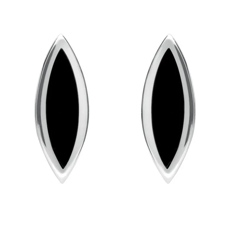 Sterling Silver Whitby Jet Toscana Marquise Stud Earrings sold by Jura Watches