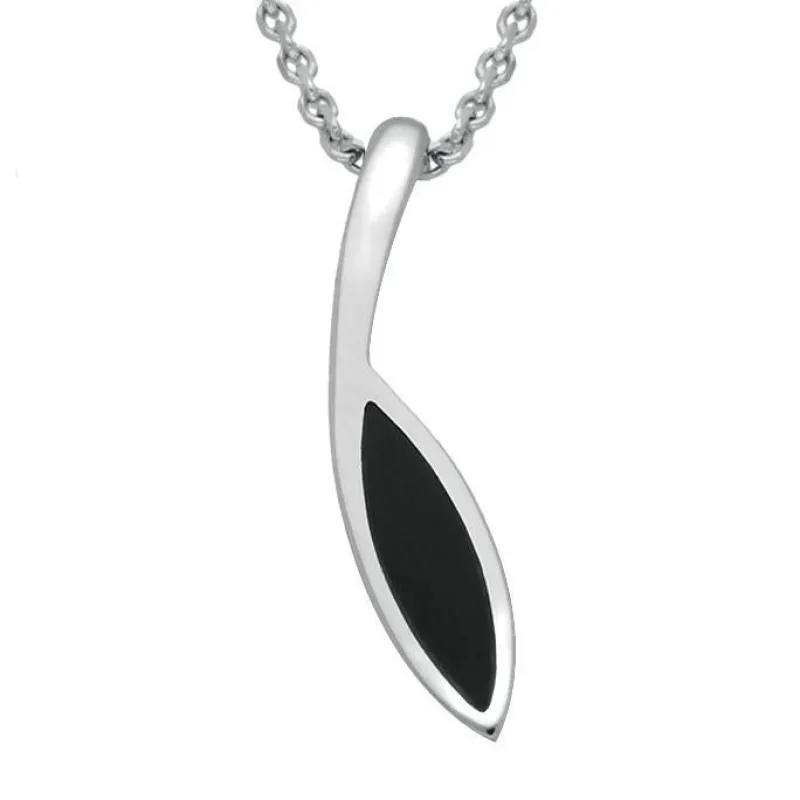 Sterling Silver Whitby Jet Toscana Marquise Necklace D sold by Jura Watches