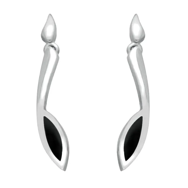Sterling Silver Whitby Jet Toscana Long Marquise Drop Earrings D sold by Jura Watches