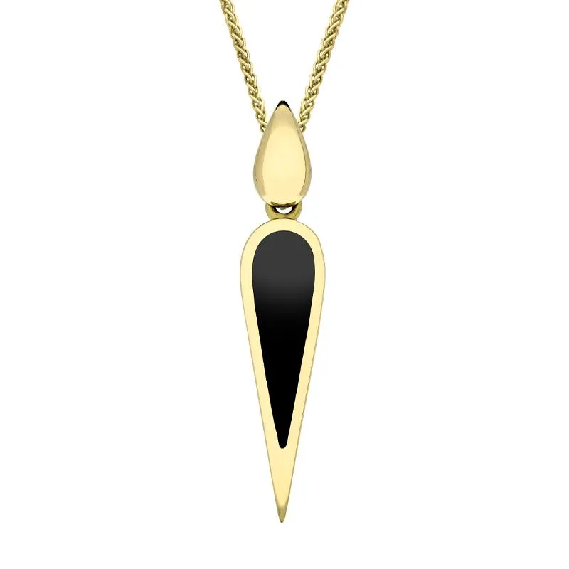 9ct Yellow Gold Whitby Jet Toscana Slim Pear Drop Necklace sold by Jura Watches