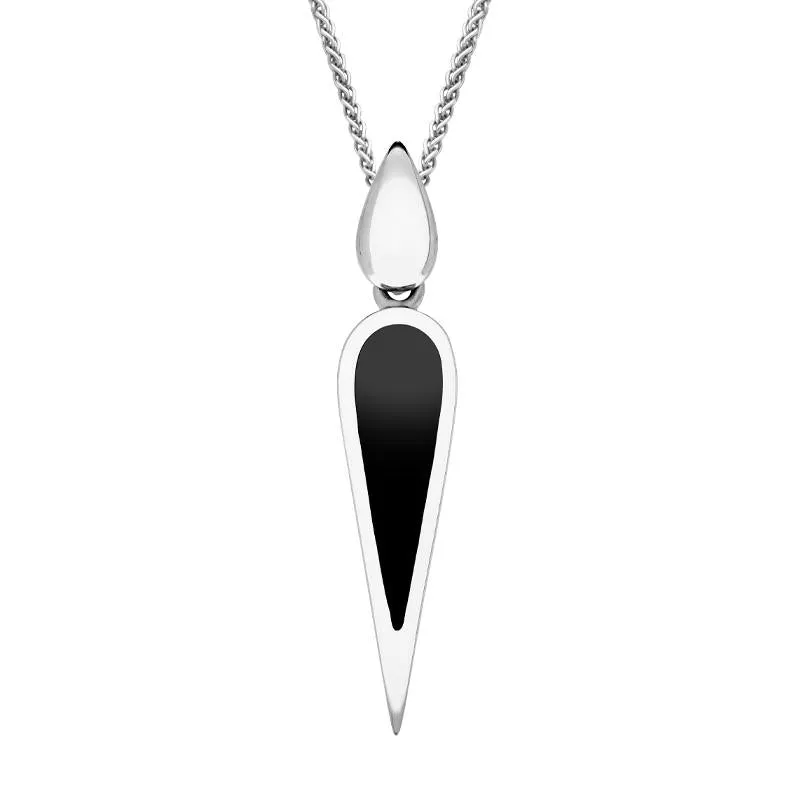 Sterling Silver Whitby Jet Toscana Slim Pear Drop Necklace sold by Jura Watches