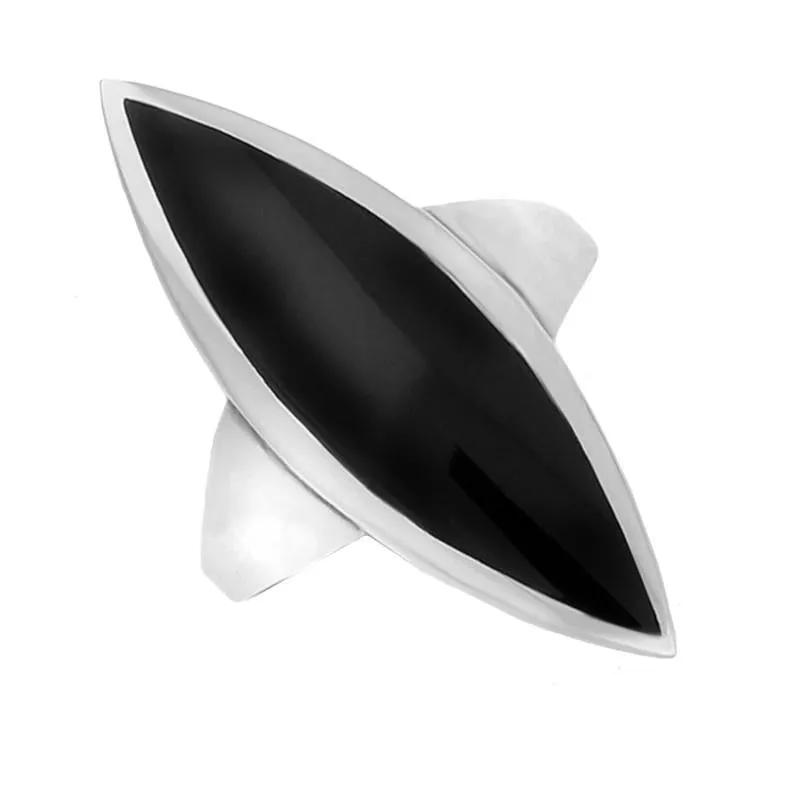 Sterling Silver Whitby Jet Toscana Long Marquise Shaped Ring D sold by Jura Watches