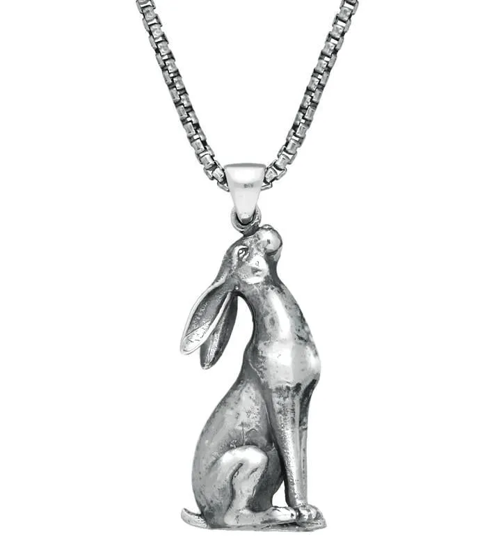 Sterling Silver Large Moon Gazing Hare Necklace sold by Jura Watches