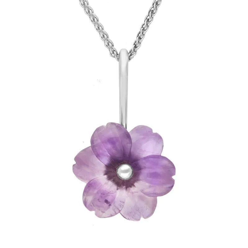 Sterling Silver Amethyst Tuberose 20mm Dahlia Necklace sold by Jura Watches