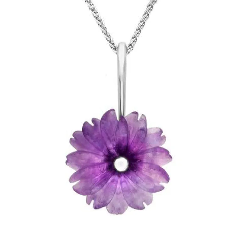 Sterling Silver Amethyst Tuberose 20mm Daisy Necklace sold by Jura Watches