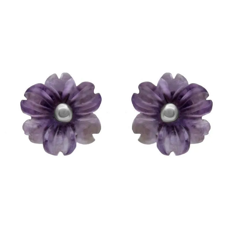 Sterling Silver Amethyst Tuberose 8mm Dahlia Stud Earrings sold by Jura Watches