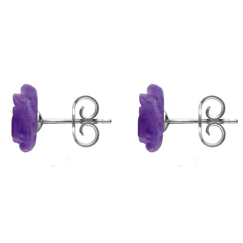 Sterling Silver Amethyst Tuberose 10mm Rose Stud Earrings sold by Jura Watches product image thumbnail 2