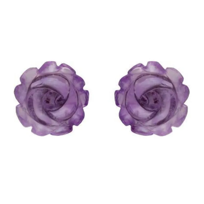 Sterling Silver Amethyst Tuberose 8mm Rose Stud Earrings sold by Jura Watches