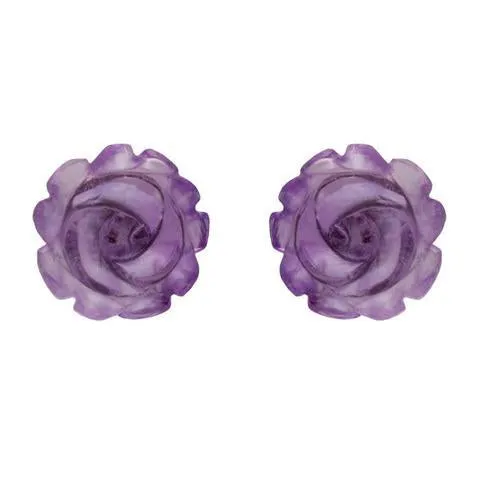 Sterling Silver Amethyst Tuberose 8mm Rose Stud Earrings sold by Jura Watches