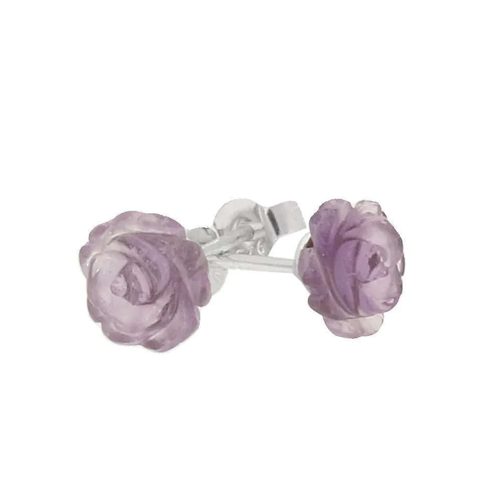 Sterling Silver Amethyst Tuberose 8mm Rose Stud Earrings sold by Jura Watches product image thumbnail 2