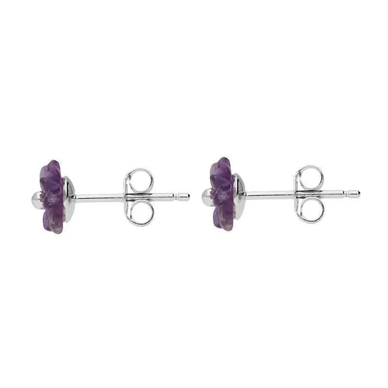 Sterling Silver Amethyst Tuberose 8mm Carnation Stud Earrings sold by Jura Watches product image thumbnail 2