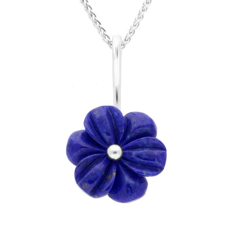 Sterling Silver Lapis Lazuli Tuberose 18mm Dahlia Necklace sold by Jura Watches