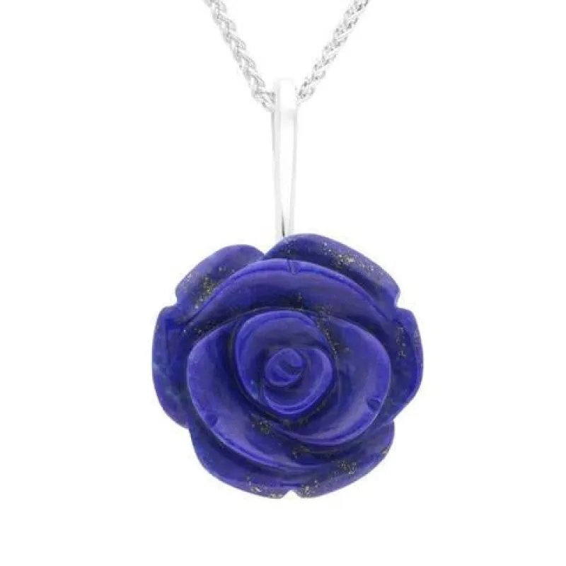 Sterling Silver Lapis Lazuli Tuberose 20mm Rose Necklace sold by Jura Watches