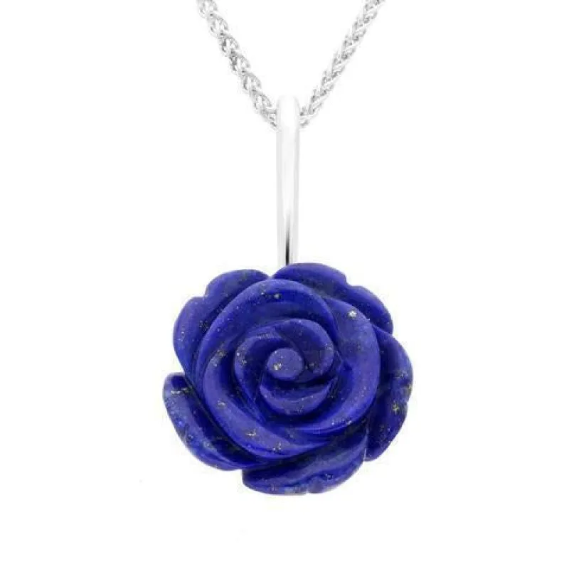 Sterling Silver Lapis Lazuli Tuberose 18mm Rose Necklace sold by Jura Watches