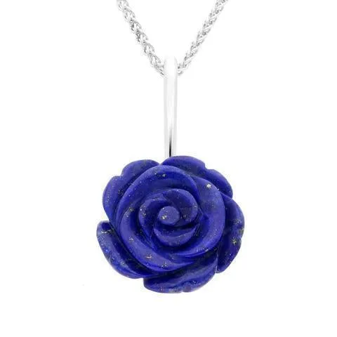 Sterling Silver Lapis Lazuli Tuberose 18mm Rose Necklace sold by Jura Watches
