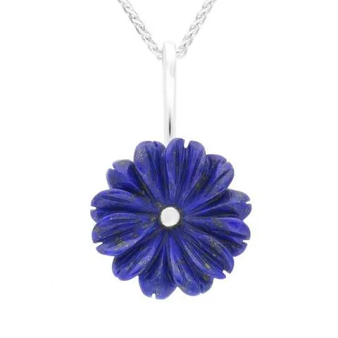 Sterling Silver Lapis Lazuli Tuberose 20mm Daisy Necklace sold by Jura Watches